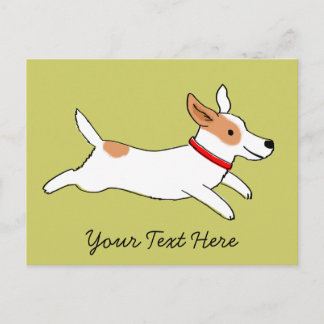 Happy Running Jack Russell Terrier Cartoon Dog ポストカード