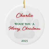 Happy Saint Bernard Dog Christmas Personalized セラミックオーナメント (裏面)