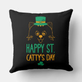 Happy Saint Catty's Day - Cute Cat Leprechaun クッション (裏面)