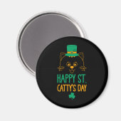 Happy Saint Catty's Day - Cute Cat Leprechaun マグネット (正面/裏面)