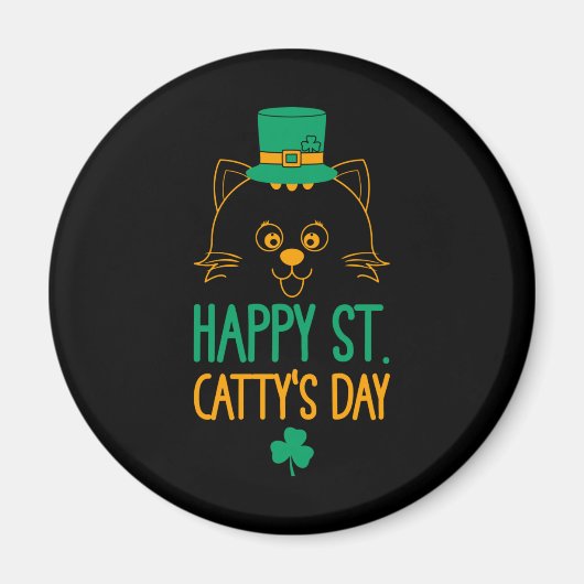 Happy Saint Catty's Day - Cute Cat Leprechaun マグネット (正面)