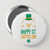 Happy Saint Catty's Day - Cute Cat Leprechaun 缶バッジ (正面&裏面)