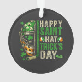 Happy Saint Hat Trick Ice Hockey Player オーナメント (裏面)