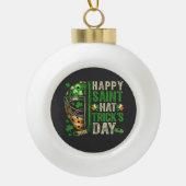 Happy Saint Hat Trick Ice Hockey Player セラミックボールオーナメント (正面)