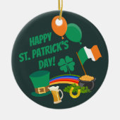 Happy Saint Patrick's Dayのシンボルと伝統 セラミックオーナメント (正面)