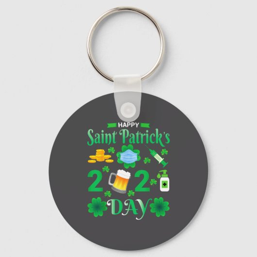 Happy Saint Patrick's Day 2024 Irish Shamrock Face キーホルダー (正面)