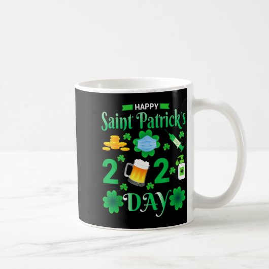 Happy Saint Patrick's Day 2024 Irish Shamrock Face コーヒーマグカップ (右)