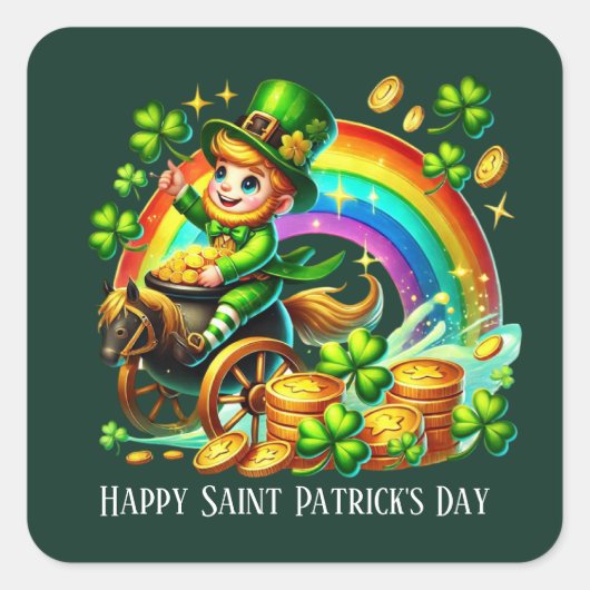 Happy Saint Patrick's Day customizable party スクエアシール (正面)