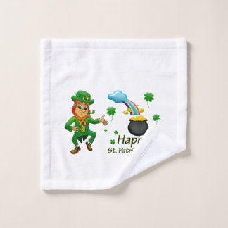 Happy Saint Patrick's Day Leprechaun Rainbow  ウォッシュタオル