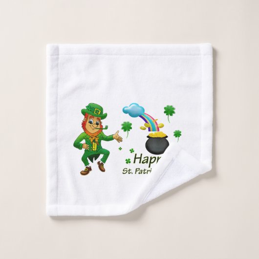 Happy Saint Patrick's Day Leprechaun Rainbow  ウォッシュタオル (ウォッシュタオル)