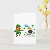 Happy Saint Patrick's Day Leprechaun Rainbow  カード (黄色い花)