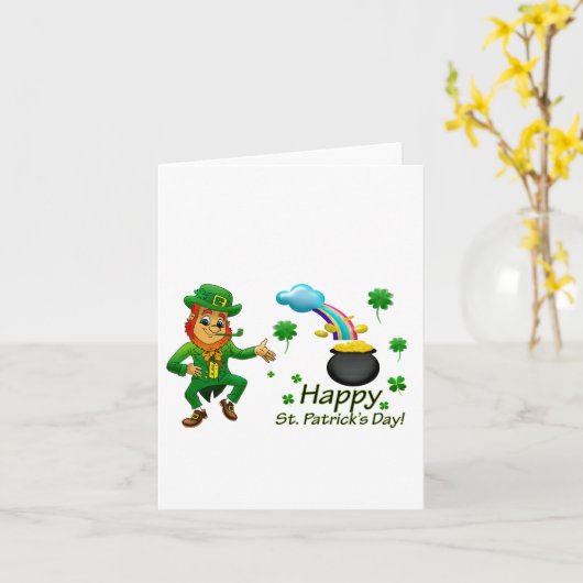 Happy Saint Patrick's Day Leprechaun Rainbow  カード (黄色い花)