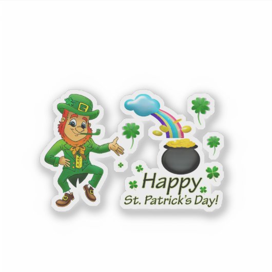 Happy Saint Patrick's Day Leprechaun Rainbow  シール (正面)