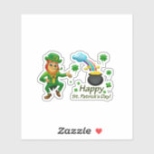 Happy Saint Patrick's Day Leprechaun Rainbow  シール (シート)
