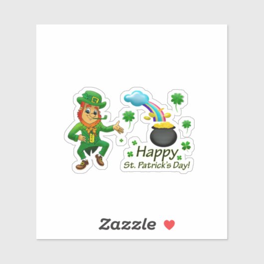 Happy Saint Patrick's Day Leprechaun Rainbow  シール (シート)