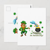 Happy Saint Patrick's Day Leprechaun Rainbow  ポストカード (正面/裏面)