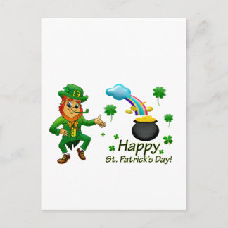 Happy Saint Patrick's Day Leprechaun Rainbow  ポストカード