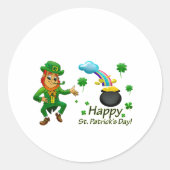 Happy Saint Patrick's Day Leprechaun Rainbow  ラウンドシール (正面)