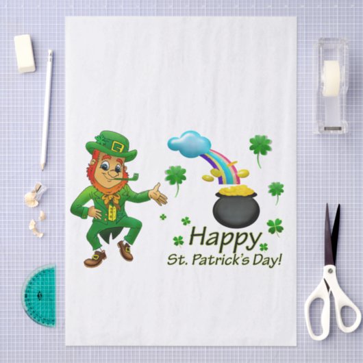 Happy Saint Patrick's Day Leprechaun Rainbow  薄葉紙 (クラフト)