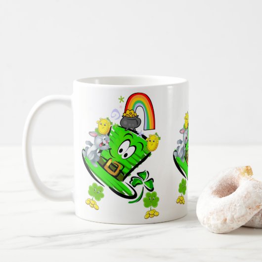 Happy Saint Patrick's Day Rabbit Rainbow Mug  コーヒーマグカップ (ドーナツ)