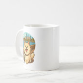 Happy Samoyed Walk by the City Waterfront コーヒーマグカップ (正面左)