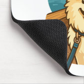 Happy Samoyed Walk by the City Waterfront マウスパッド (コーナー)