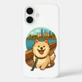 Happy Samoyed Walk by the City Waterfront Case-Mate iPhoneケース (裏面)