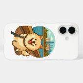 Happy Samoyed Walk by the City Waterfront Case-Mate iPhoneケース (裏面 (横))