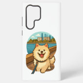 Happy Samoyed Walk by the City Waterfront Samsung Galaxyケース (裏面)