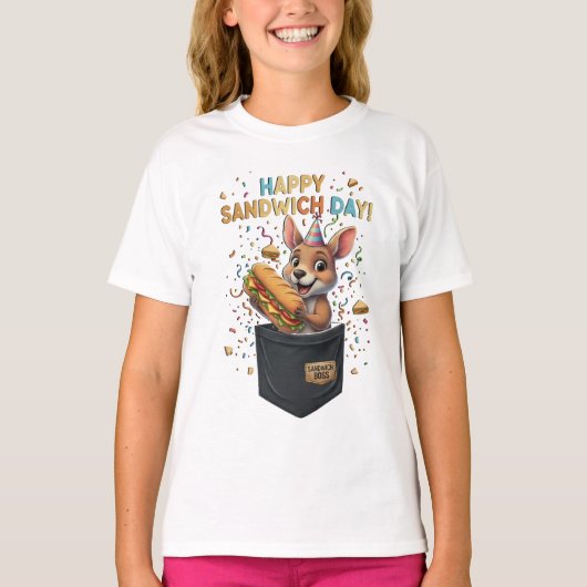 Happy Sandwich Day Boss- Kangaroo Foodie Animal Tシャツ (正面)