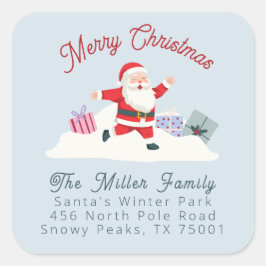Happy Santa,  Christmas return address label スクエアシール