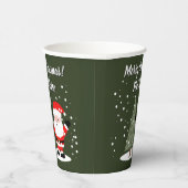 Happy Santa Claus cartoon with Christmas tree 紙コップ (右)