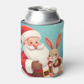 Happy Santa Claus in Snowy Winter Scene 缶クーラー (缶正面)