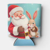 Happy Santa Claus in Snowy Winter Scene 缶クーラー (正面)