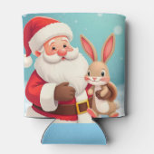 Happy Santa Claus in Snowy Winter Scene 缶クーラー (裏面)