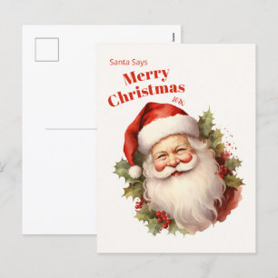 Happy Santa Vintageクリスマスポストカード シーズンポストカード