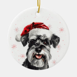 Happy Schnauzer Dog Christmas Personalized セラミックオーナメント