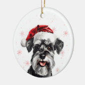 Happy Schnauzer Dog Christmas Personalized セラミックオーナメント (左)