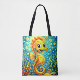Happy Seahorse Underwater Art - Kids Ocean トートバッグ