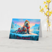 Happy Seals Folded Christmas Card カード (黄色い花)