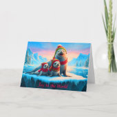 Happy Seals Folded Christmas Card カード (正面)