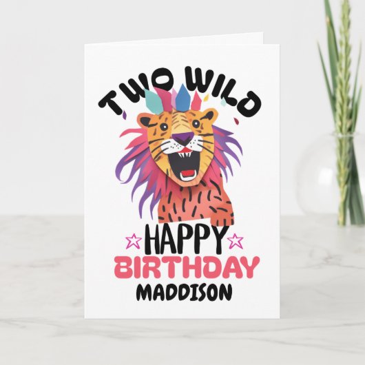 Happy Second Two Wild Safari Themed 2nd Birthday  カード (正面)