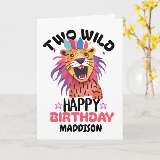 Happy Second Two Wild Safari Themed 2nd Birthday  カード (黄色い花)