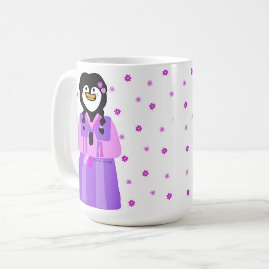 Happy Seollal Penguin コーヒーマグカップ (正面左)