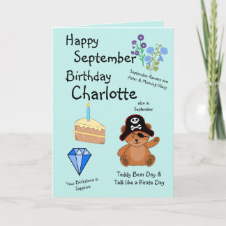 Happy September Birthday Folded Greeting Card カード