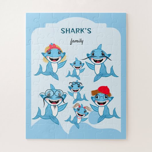 Happy Shark Family ジグソーパズル (縦)