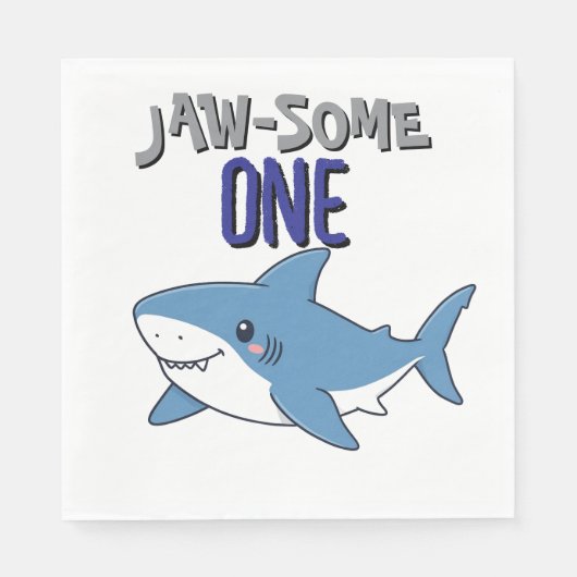 Happy Shark Jaw-some One 1st birthday スタンダードランチョンナプキン (正面)