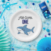 Happy Shark Jaw-some One 1st birthday ペーパープレート (パーティー)