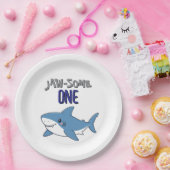 Happy Shark Jaw-some One 1st birthday ペーパープレート (パーティー)