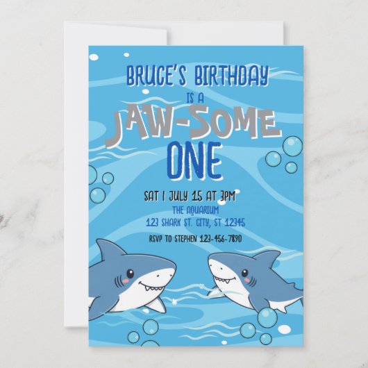 Happy Shark Jaw-Some One birthday 招待状 (正面)